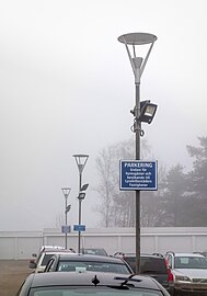 Fog over street lights in Tuntorp, Brastad