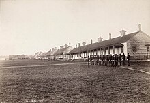 The Fort Lewis military post in Hesperus, Colorado, May 1883. Fort Lewis in Hesperus 1880s.jpg