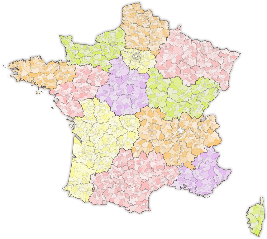Carte des cantons en France métropolitaine