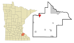 Goodhue County Minnesota Incorporated and Unincorporated areas Cannon Falls Highlighted.svg