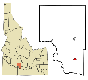 Gooding County Idaho Incorporated and Unincorporated areas Wendell Highlighted.svg