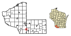 Location of Cuba City in Grant County, Wisconsin.