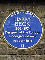 Harry Beck 1902 -1974 designer of the London Underground map was born here.JPG