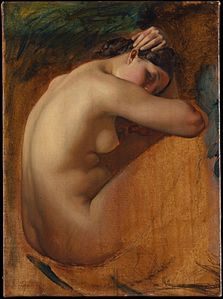 Study of a female nude label QS:Len,"Study of a female nude" 1840