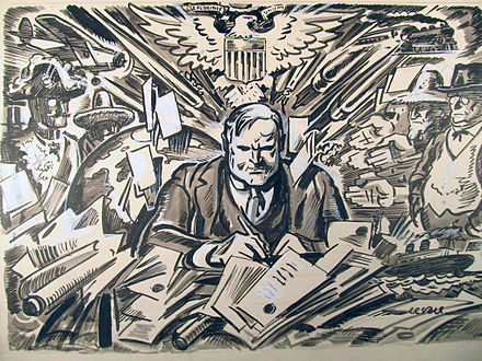 Herbert Hoover as the new President of the United States; original drawing for an Oscar Cesare political cartoon, March 17, 1929