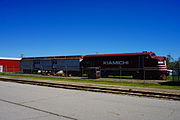 Kiamichi EMD F7 slug No. SL1 and Frisco Railway Express Agency car