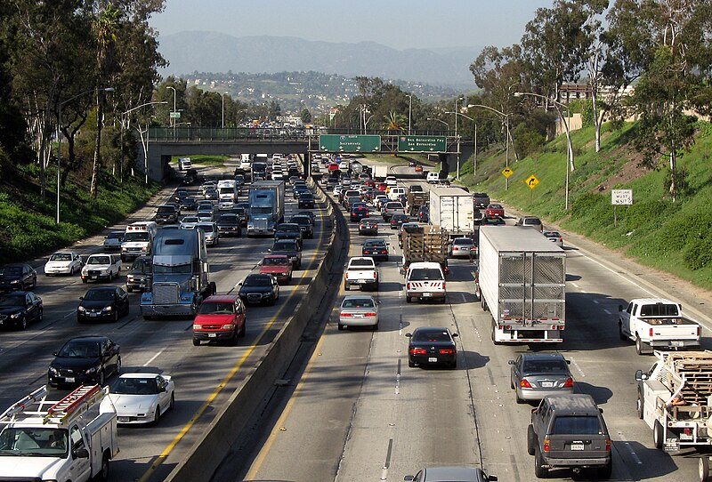 File:I-5 north approaching I-10 east split- long view.jpg