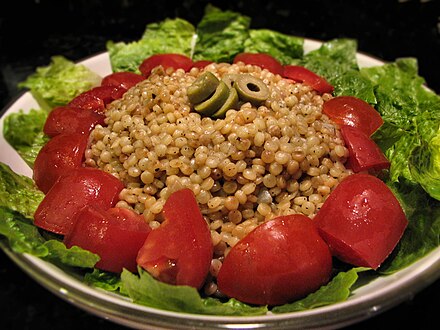 Ptitim, a type of pasta also known as "Israeli couscous"