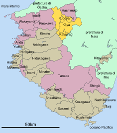 Kaart van Wakayama met het district Ito gemarkeerd