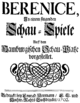 Johann Mattheson and Georg Bronner - Berenice - titlepage of the libretto - Hamburg 1702.png