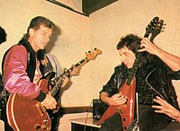 Rivers (left) playing with Argentine guitarist Pappo, 1986 Johnny rivers pappo 1986.jpg