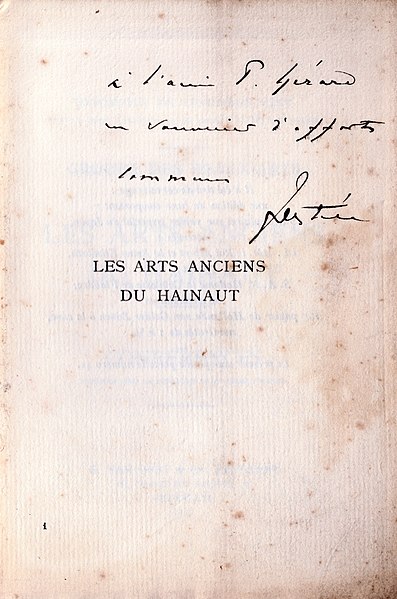 File:Jules Destrée - Les Arts anciens du Hainaut - dédicace - 01.jpg