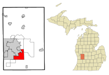 Kent County Michigan opgenomen en niet-opgenomen gebieden Kentwood Highlighted.svg