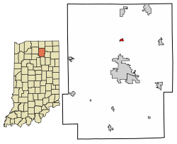 Location of Leesburg in Kosciusko County, Indiana.