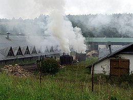 Wypalanie węgla drzewnego.