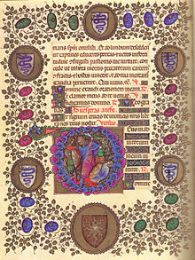 The Offiziolo of Gian Galeazzo Visconti with the symbols of the Visconti lineage. LF150v of the Visconti Hours.jpg