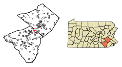 Lancaster County Pennsylvania Incorporated and Unincorporated areas Adamstown Highlighted.svg