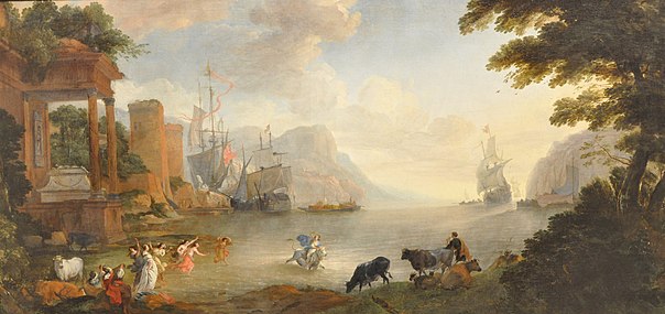 Paysage avec l'enlèvement d'Europe Hendrik van Minderhout