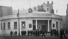 The Leeds Recruiting Office during the First World War, demolished in 1918 Leeds Recruiting Office, City Square.jpg