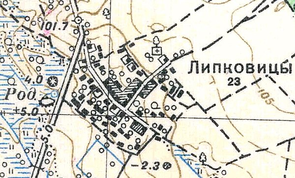 Plano del pueblo de Lipkovitsy.  1938