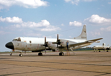 A US Naval Air Reserve Lockheed P-3A Orion of Patrol Squadron 68 (VP-68) at NAS Patuxent River in May 1972