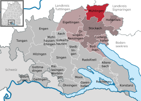 Poziția Mühlingen pe harta districtului Konstanz