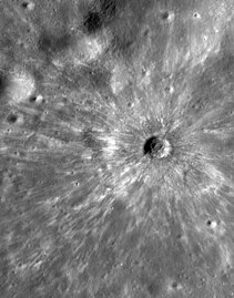 LRO image of the 1-km crater with rays within Balmer