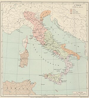 300px map italy around 500 b.c.   touring club italiano cart trc 40