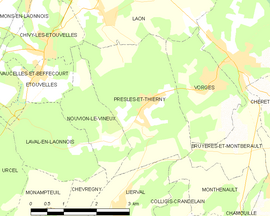 Mapa obce Presles-et-Thierny