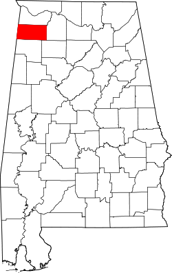 Karte von Franklin County innerhalb von Alabama
