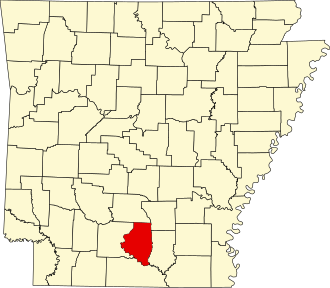 Location of Calhoun County in Arkansas Map of Arkansas highlighting Calhoun County.svg