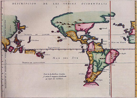 Map of Meridian Line set under the Treaty of Tordesillas