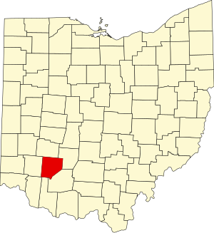 Mapa stanu Ohio z zaznaczeniem hrabstwa Clinton