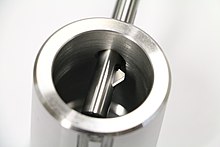 A typical example of a 'Burraway' tool, deburring the back of a hole. Mechanical Deburring Tool.jpg