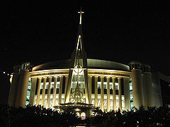 An Indonesian Reformed Evangelical Church megachurch Messiah Cathedral in Night.jpg