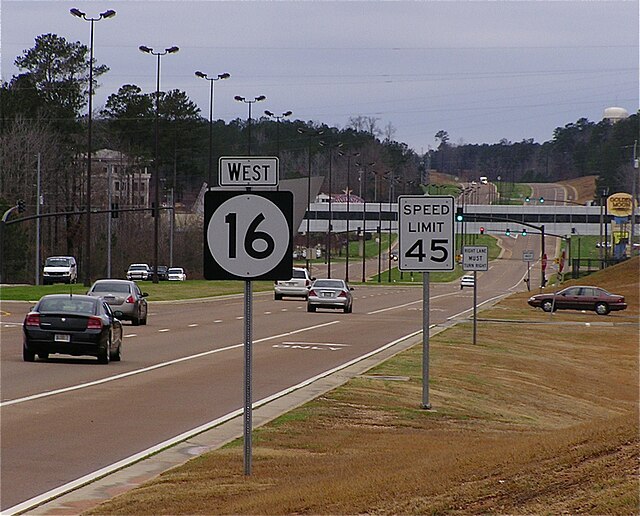 Mississippi Highway 16 westbound in Neshoba County.