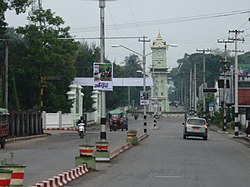 Downtown Pathein, with view of Clock Tower
