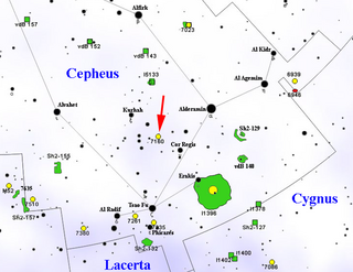 NGC 7160 open cluster in Cepheus
