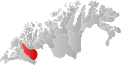 Lage der Kommune in der Provinz Troms og Finnmark