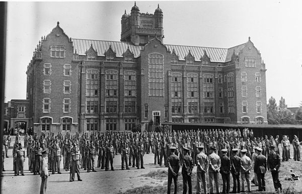 Canadian Officers Training Corps in front of Loyola college in 1940