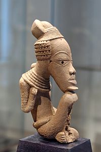 Seated figure; by Nok culture; 5th century BC-5th century AD; earthenware (central Nigeria); height: 38 cm; Musée du Quai Branly (Paris)[105]