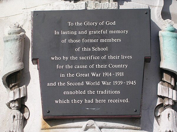 Plaque on the war memorial