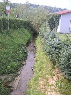 Der Oberbergbach im Ortsgebiet von Hitzendorf