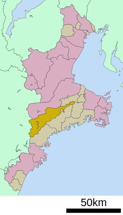Location of Ōdai in Mie Prefecture