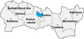 Poloha okresu Košice I v Košickom kraji (klikacia mapa)