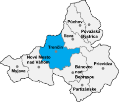 Округ Тренчин на мапі Тренчинського краю