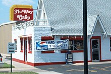 The original NuWay located on Douglas Avenue in Wichita, Kansas. Original Nu Way Cafe (NuWay) in Wichita, Kansas.jpg