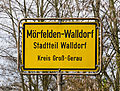 * Nomination City limit sign - Mörfelden-Walldorf - Germany. --NorbertNagel 21:28, 4 May 2012 (UTC) * Promotion Good quality. --Cayambe 13:05, 5 May 2012 (UTC)