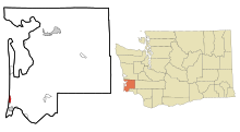 Pacific County Washington Incorporated og Unincorporated områder Long Beach Highlighted.svg
