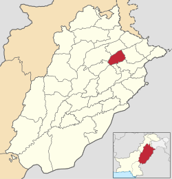 Map of Punjab with Hafizabad District highlighted